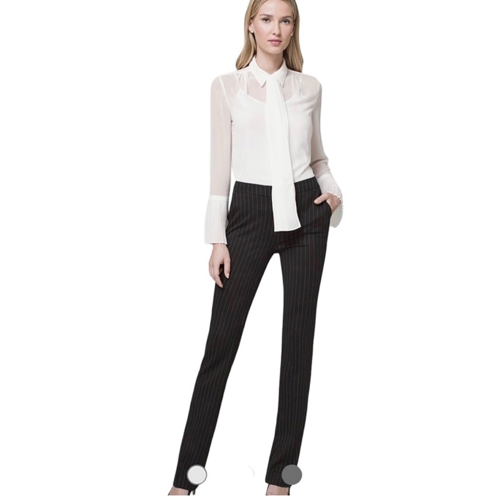 White House Black Market Black Pinstripe Straight Leg Pants
